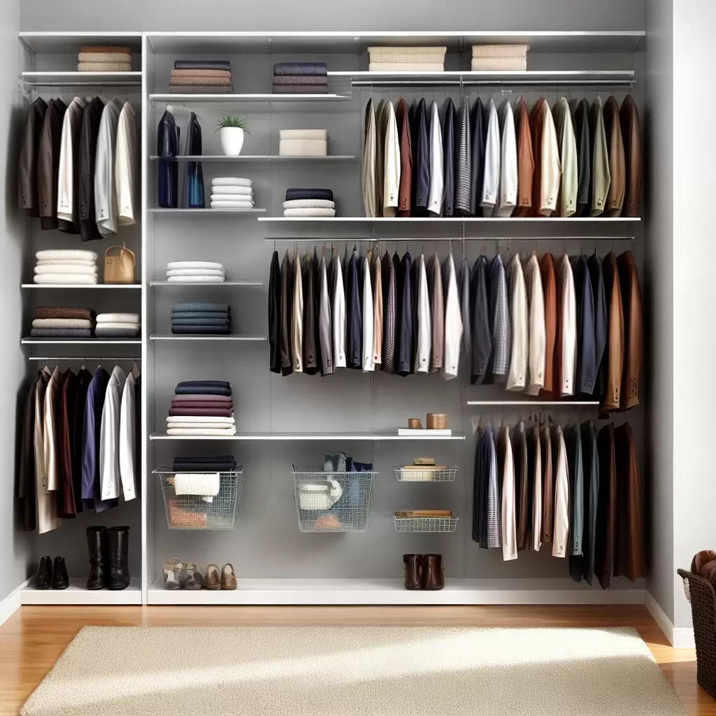 Fotos closet organizado prateleiras cabides 1