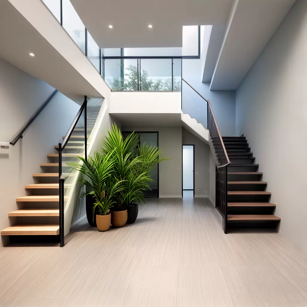 Fotos escada moderna tiles neutro planta