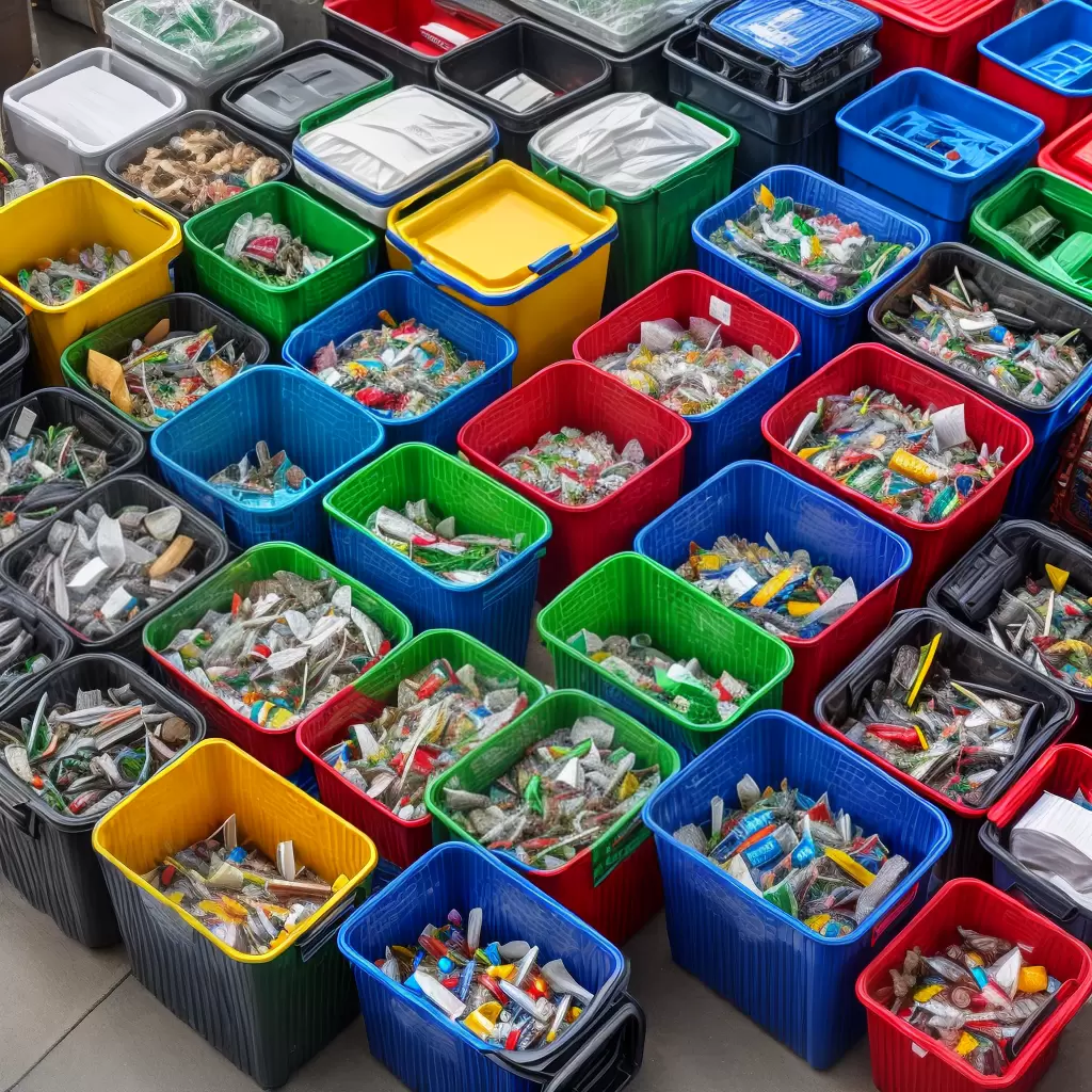 Fotos sistema reciclagem organizado bins coloridos