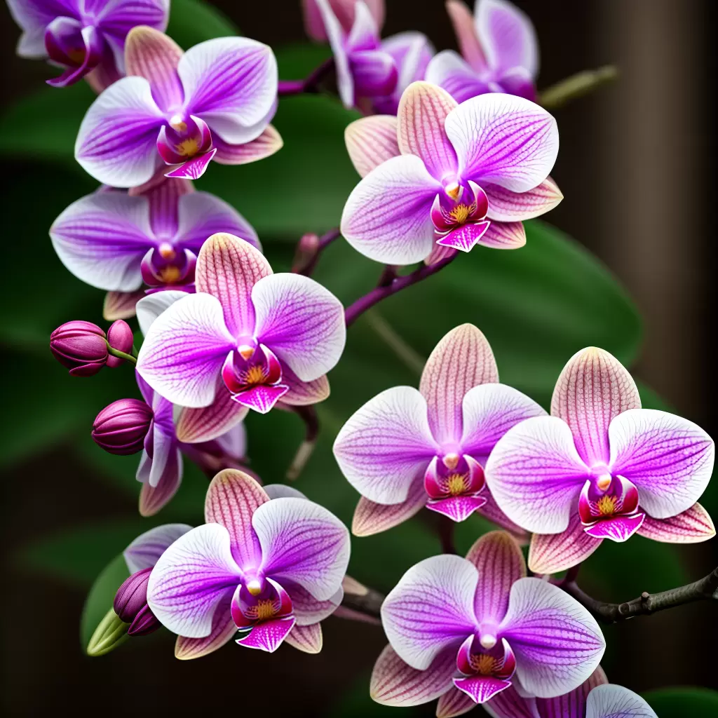 Fotos orquidea roxa ramo detalhes folhagem Fotos orquidea roxa ramo detalhes folhagem