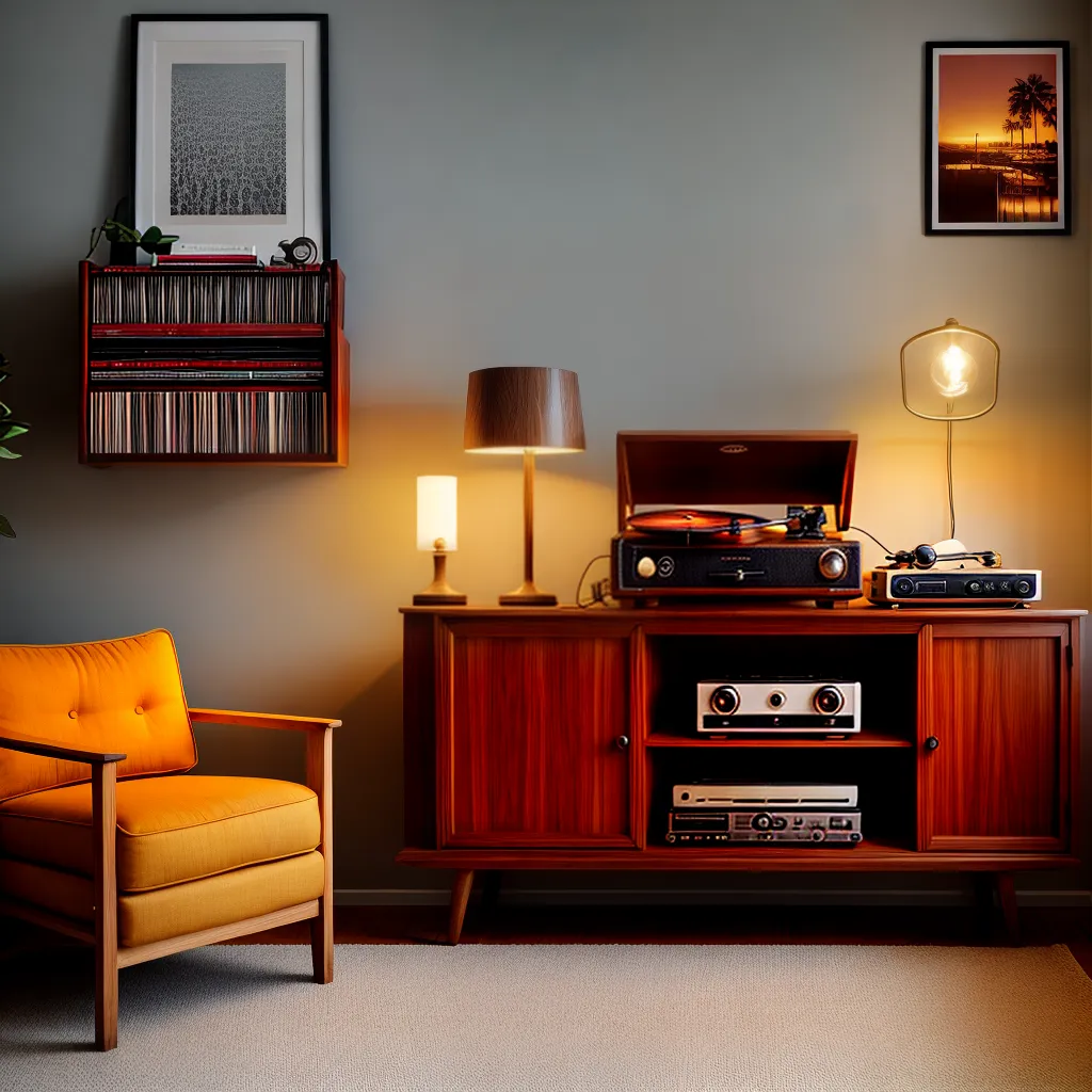 rack vinil posters poltrona luz