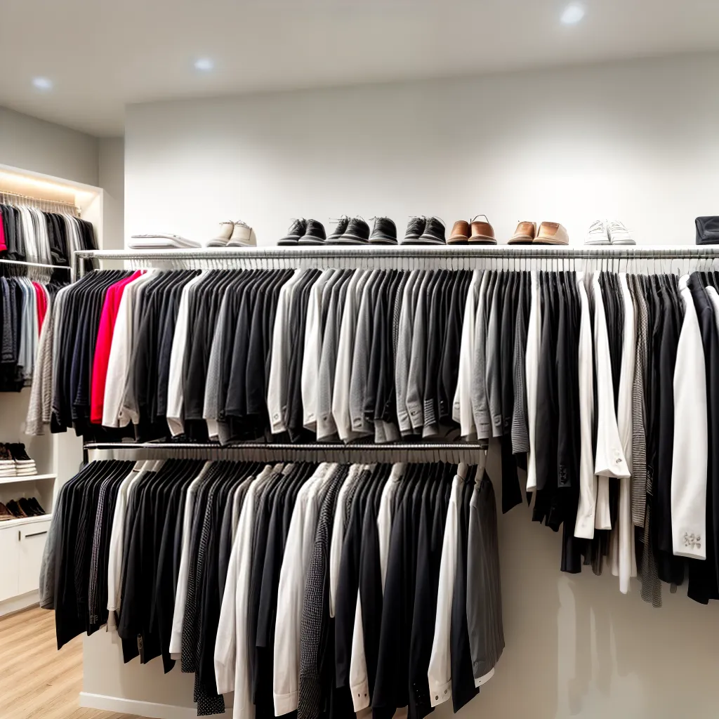 rack branco iluminado roupas elegante