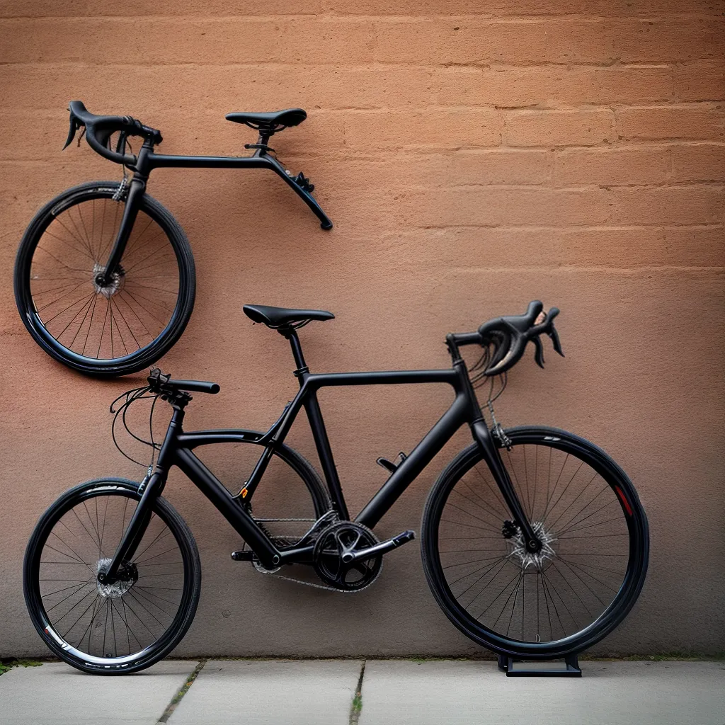 suporte bicicleta preto parede tijolos