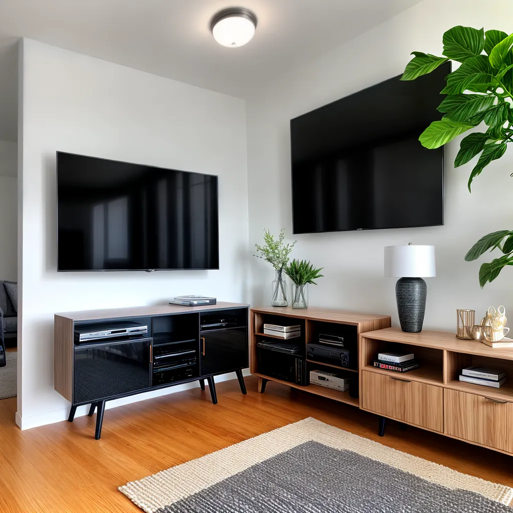 sala tv moderna console minimalista