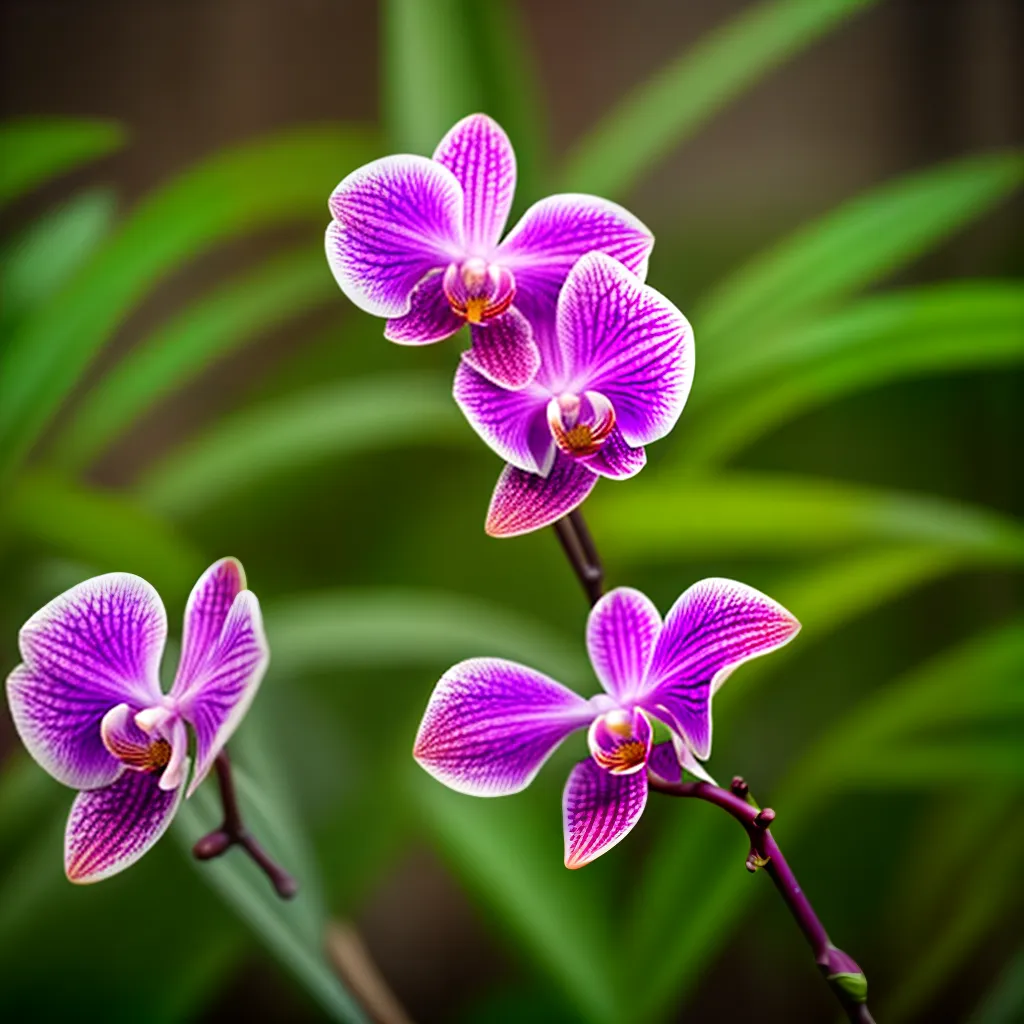 orquidea roxa folhagem verde jardim