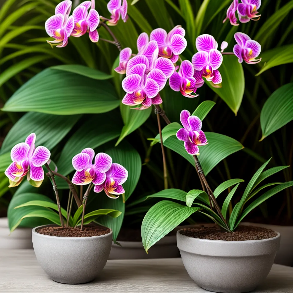 orquidea roxa folhagem ceramica sol