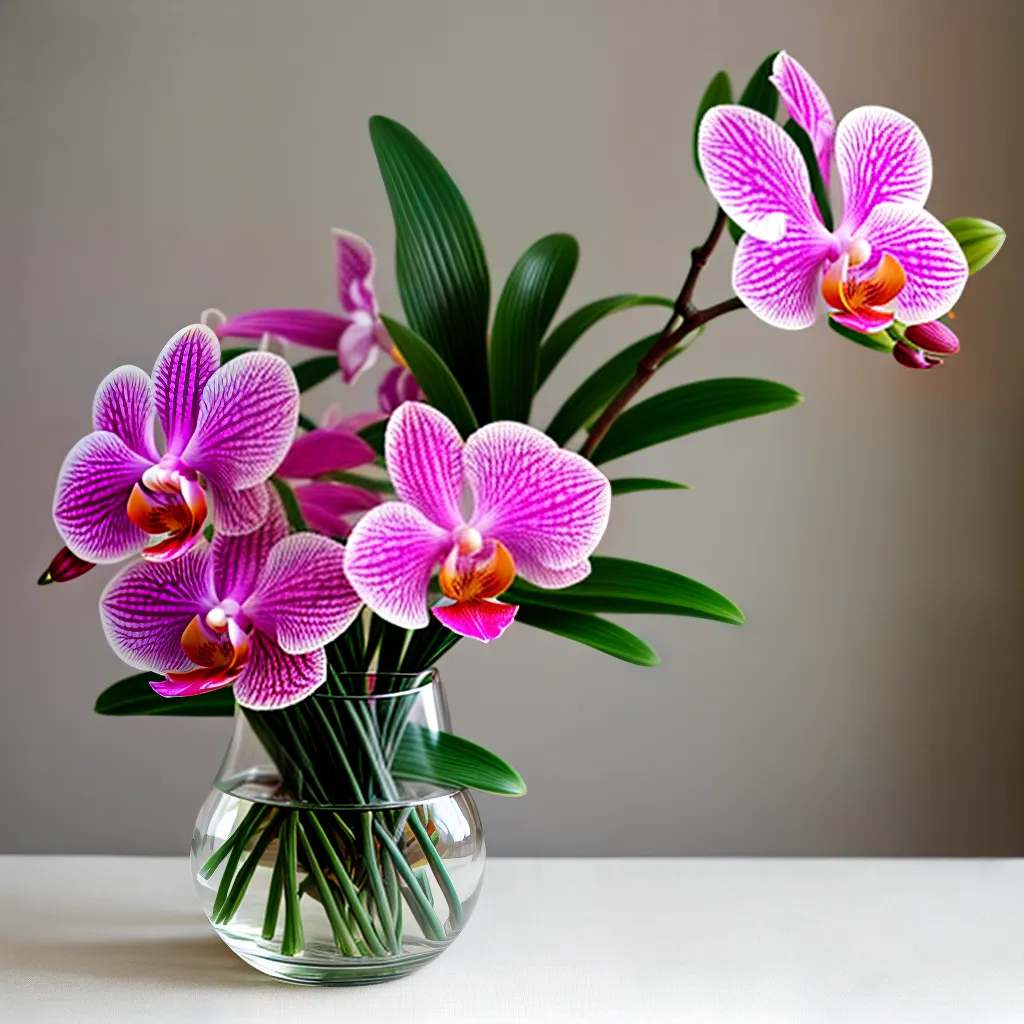 arranjo orquideas rosa roxo vidro