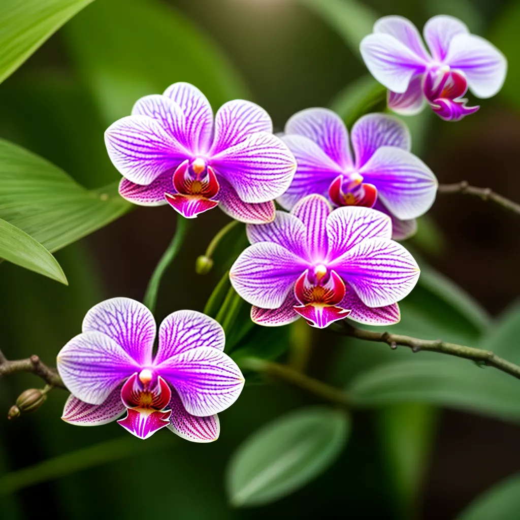 orquidea vibrante estufa sol folhagem