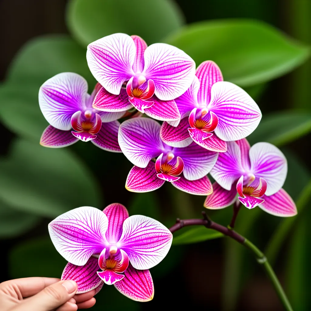 orquidea colorida maos cuidado