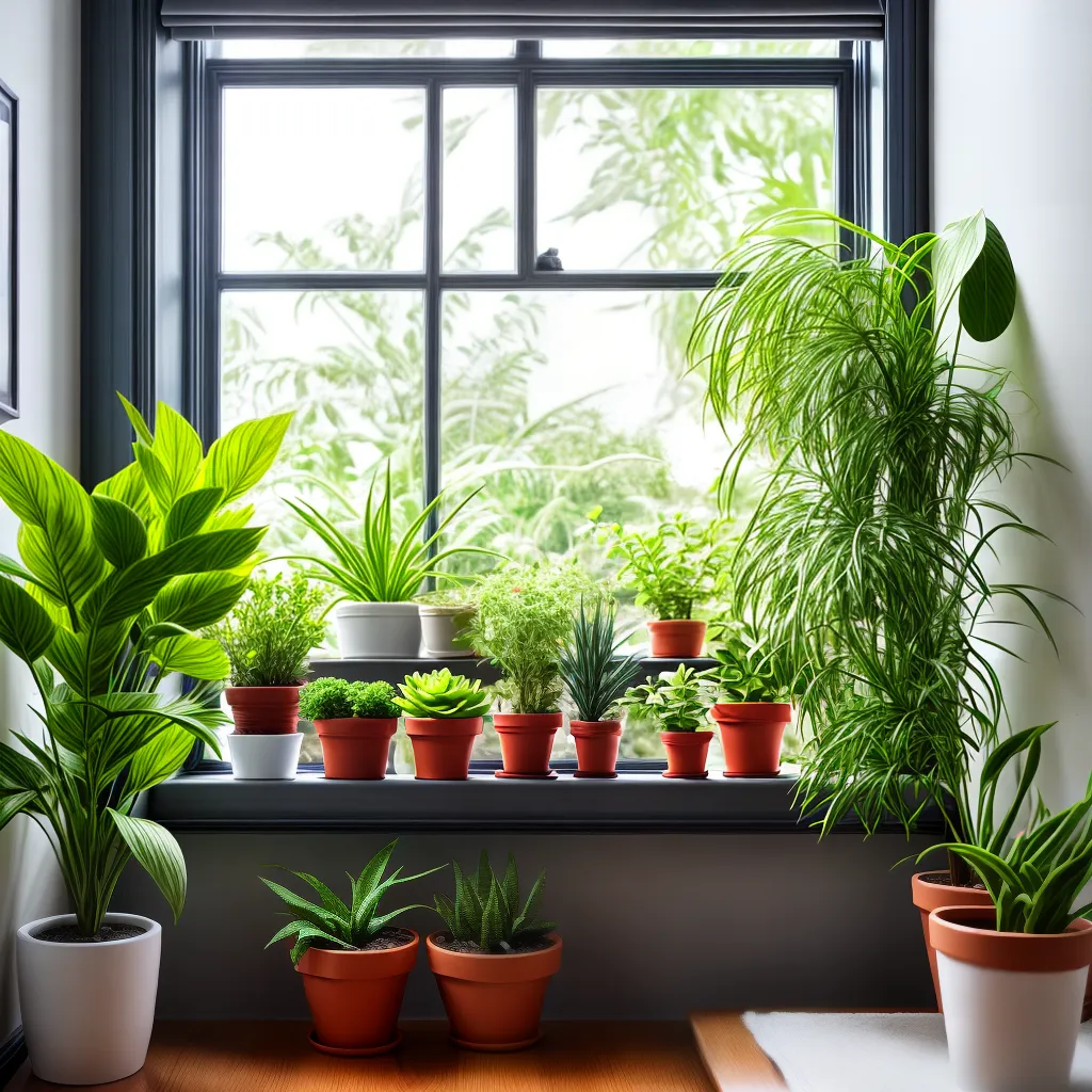 jardim interno janela sol plantas