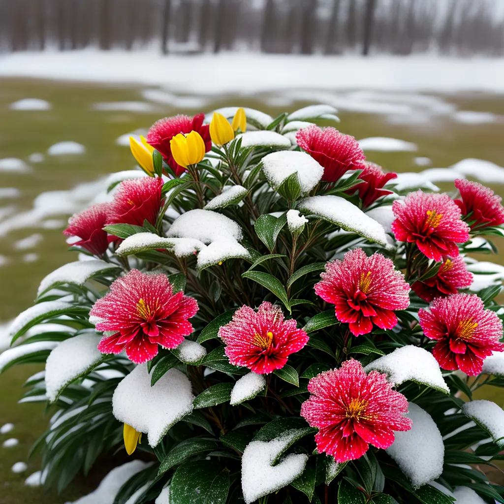 flores inverno vermelhas amarelas neve
