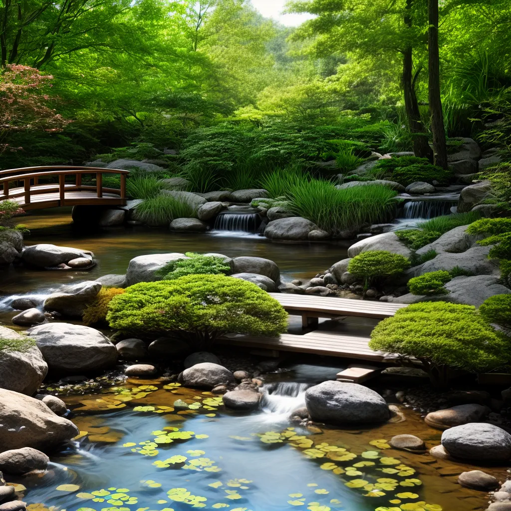 jardim zen ponte pond agua