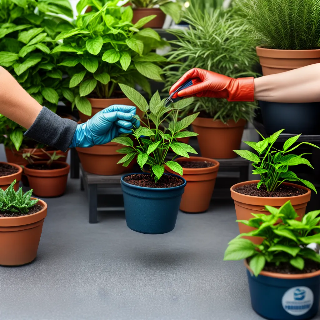 mao luvas jardinagem planta