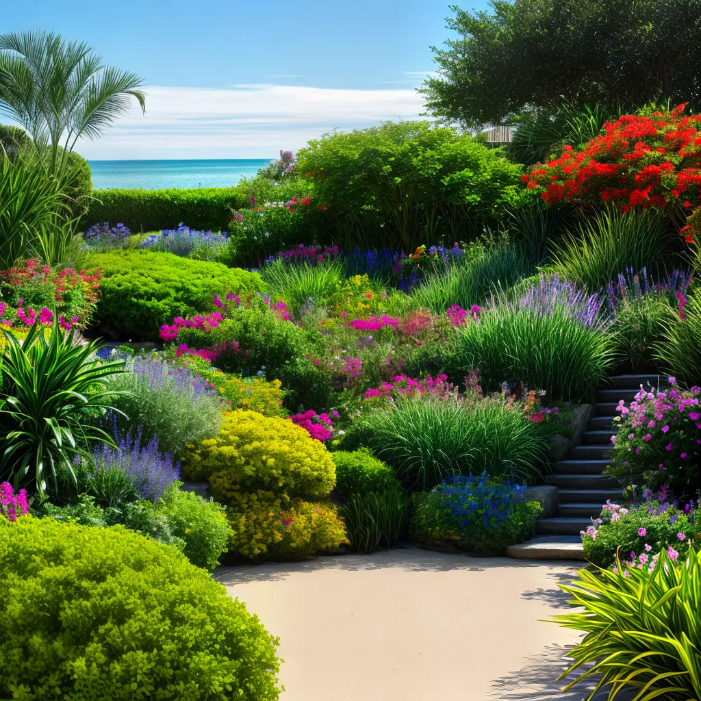 jardim costeiro plantas coloridas praia