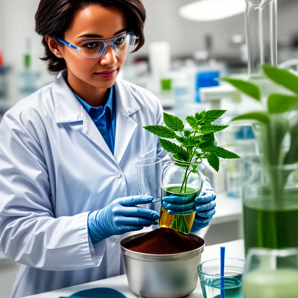 cientista extraindo composto planta verde cientista extraindo composto planta verde
