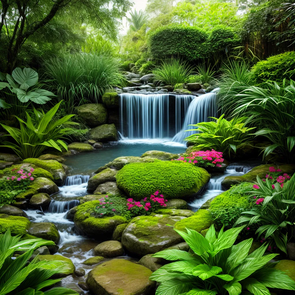 jardim chuvoso colorido plantas umidade