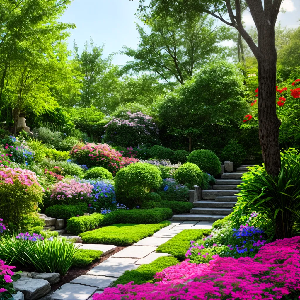 jardim flores coloridas caminho paisagem