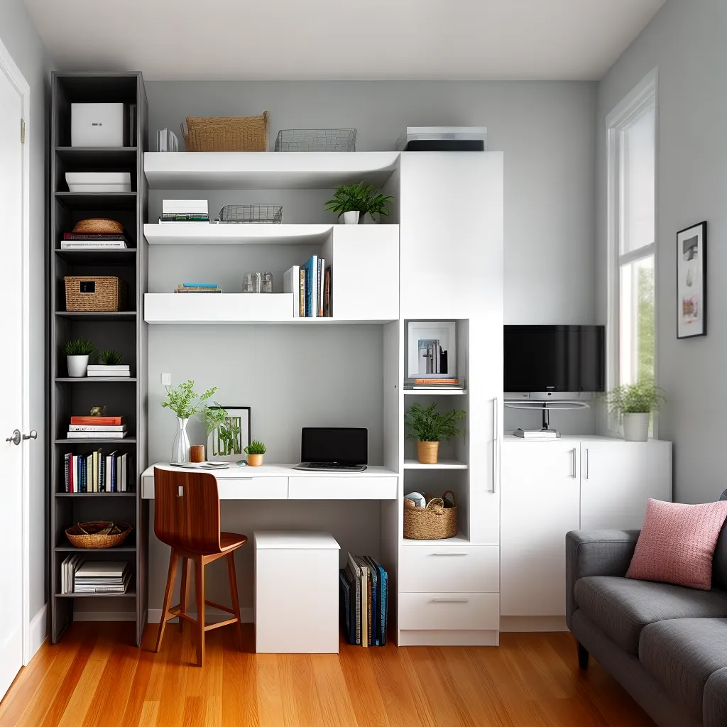 sala organizacao prateleiras mesa dobravel
