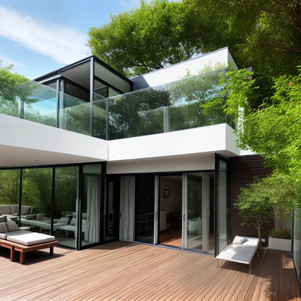 deck moderno vidro plantas