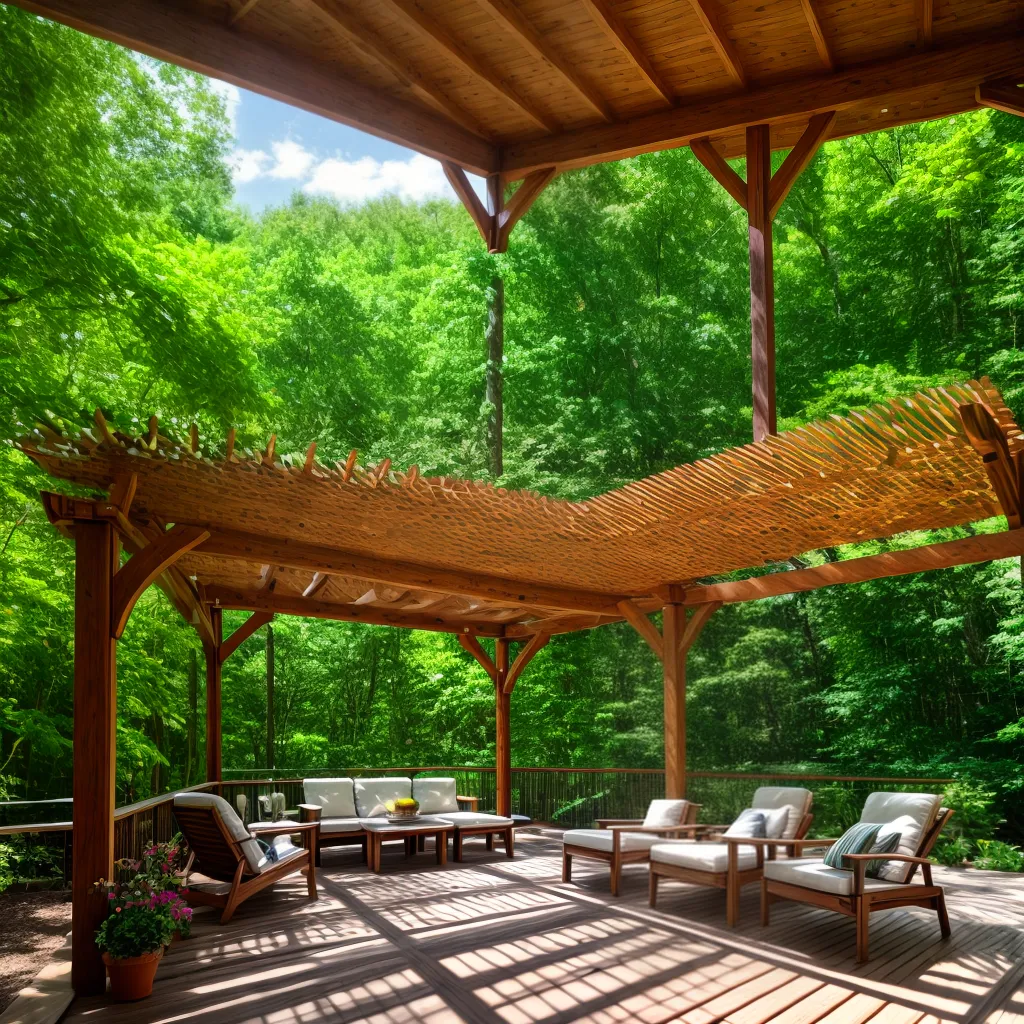 deck ao ar livre pergola vines