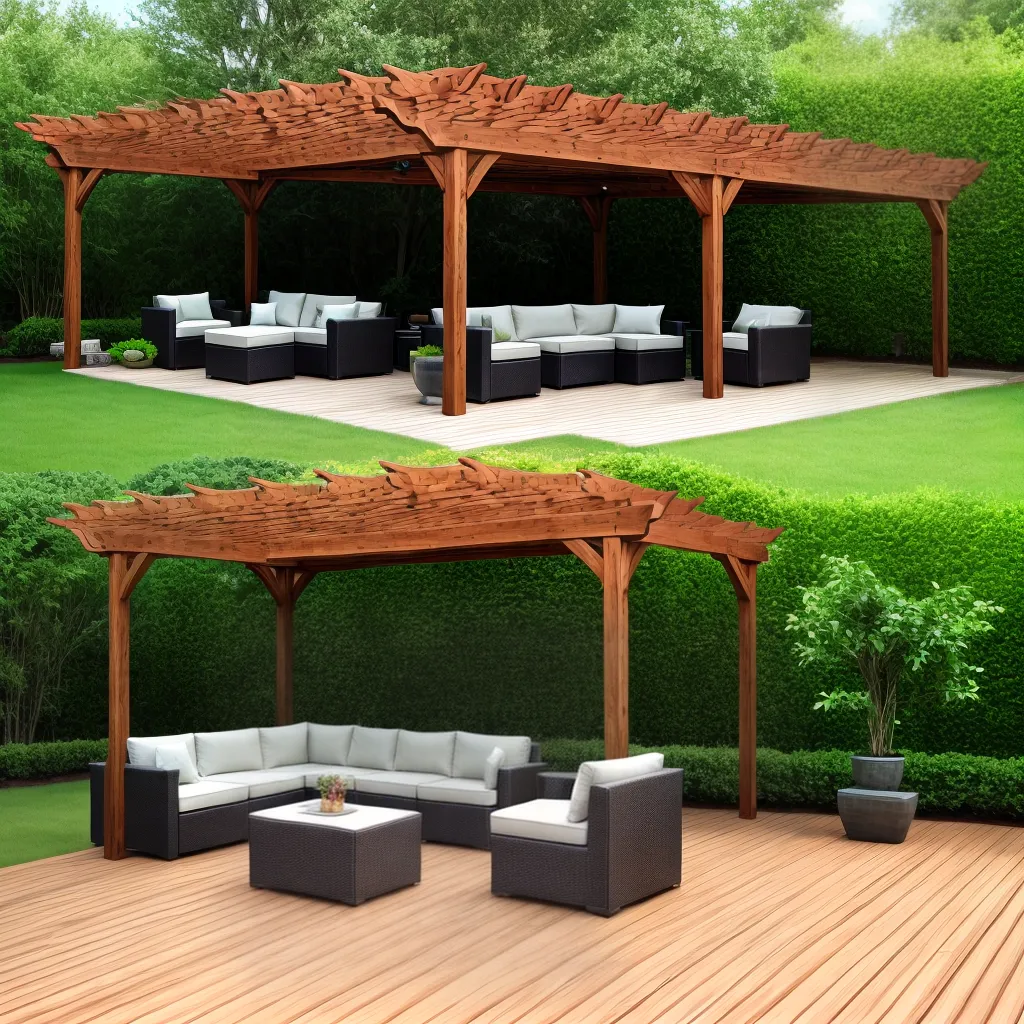 deck pergola madeira mobiliario