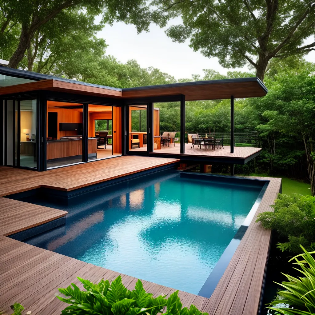 deck flutuante moderno verde