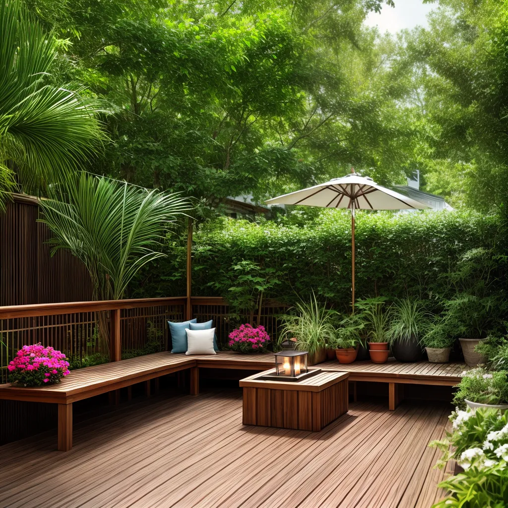 deck madeira jardim flores lanternas
