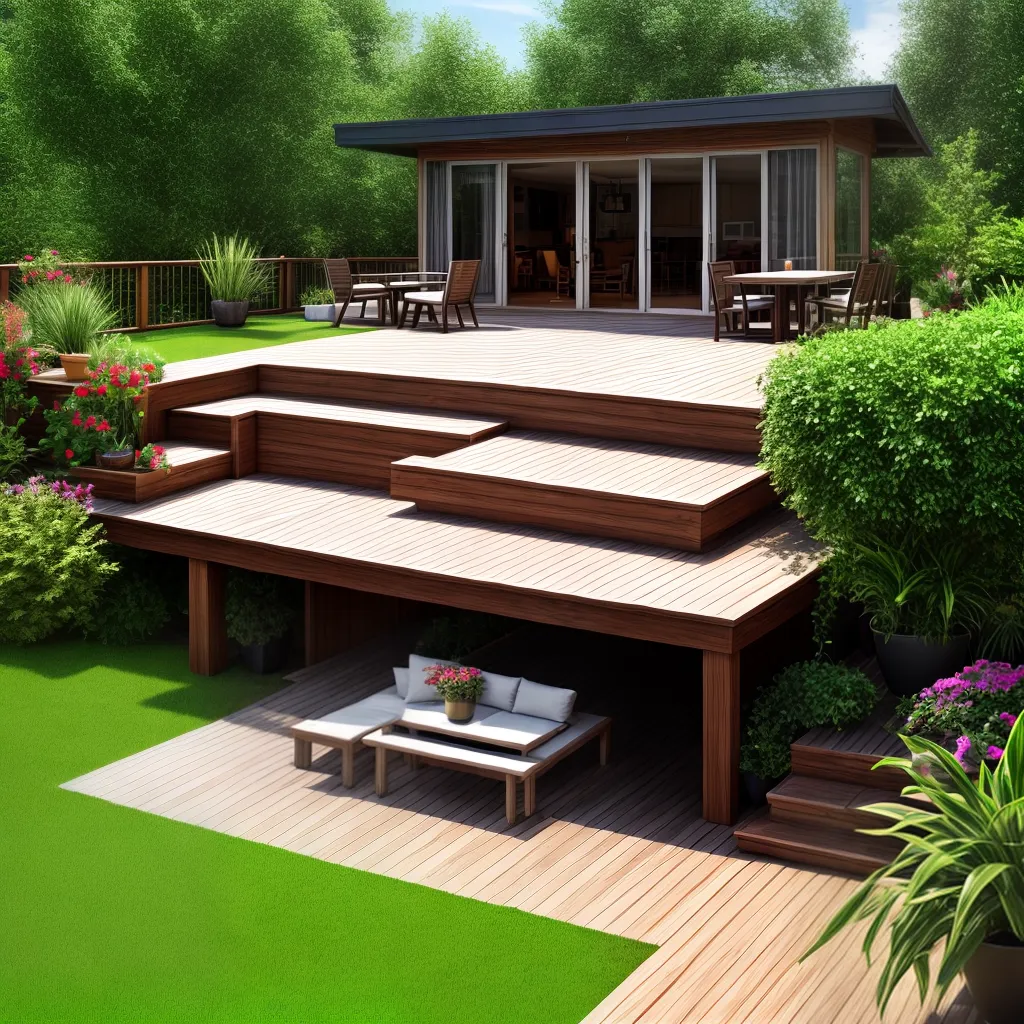 deck jardim colorido ambiente ao ar livre