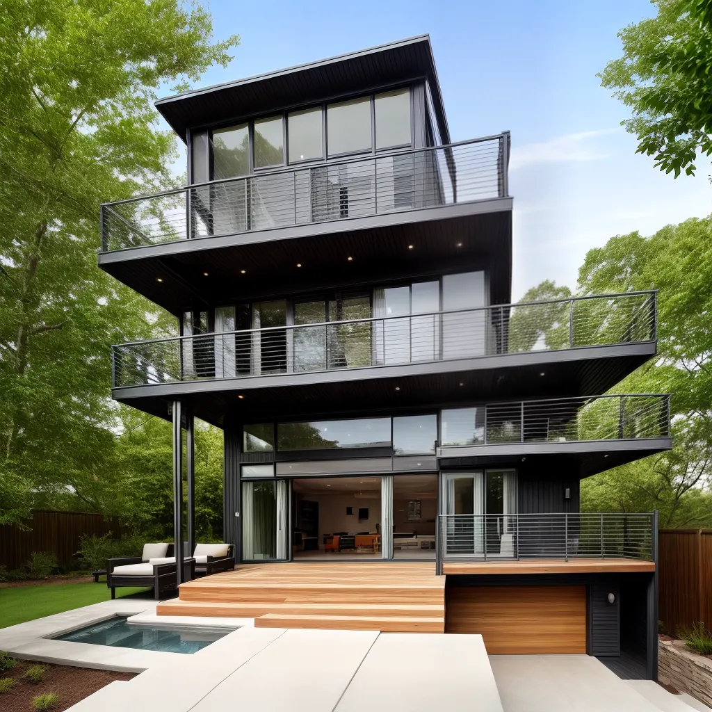 deck suspenso moderno vidro metal