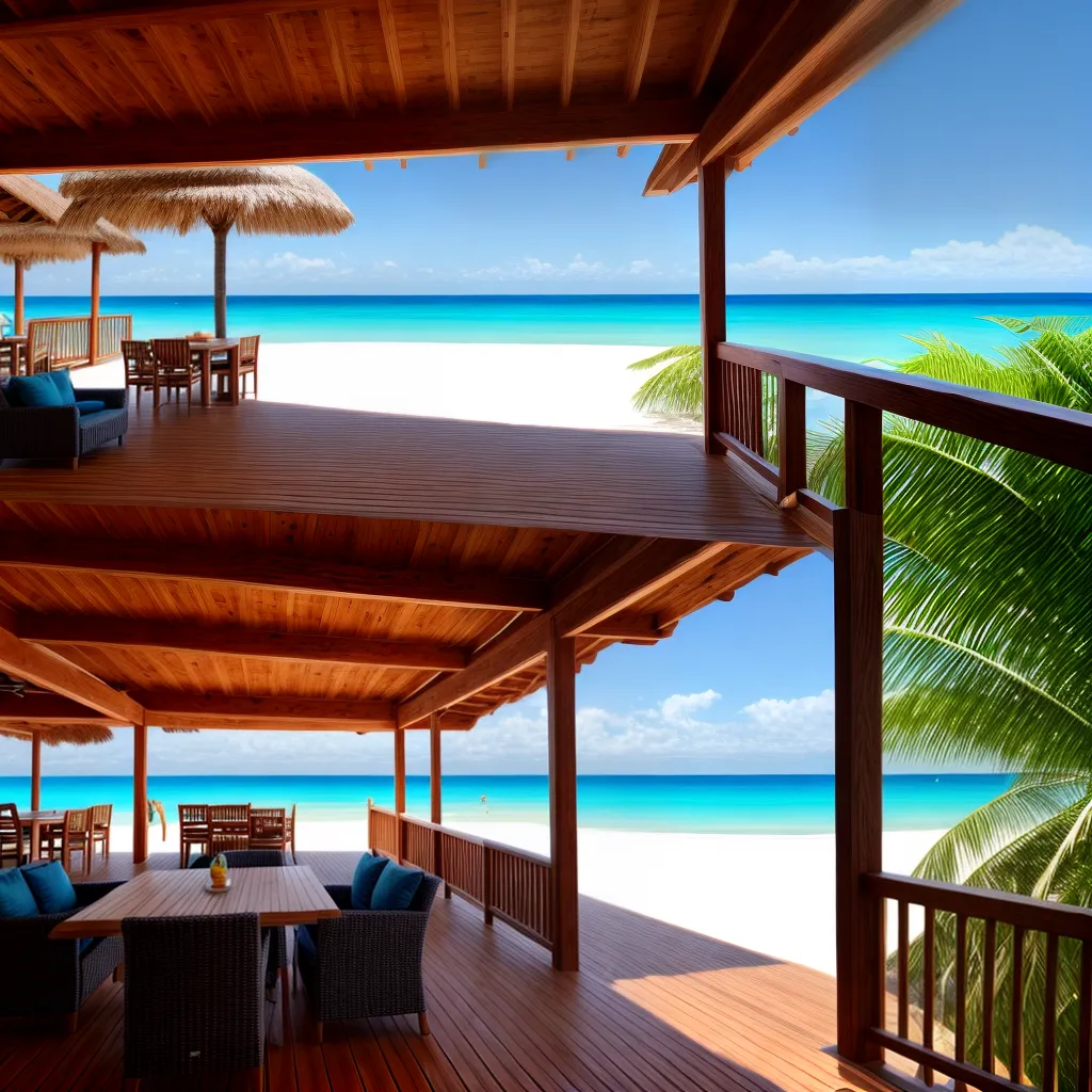 deck madeira praia lounge umbrellas