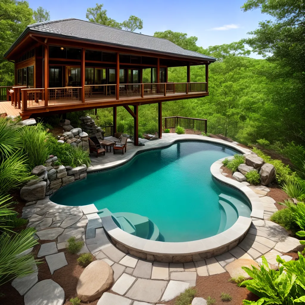 deck madeira piscina natural verde