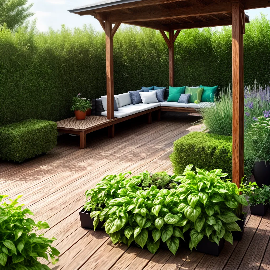 deck madeira ervas aromaticas sol