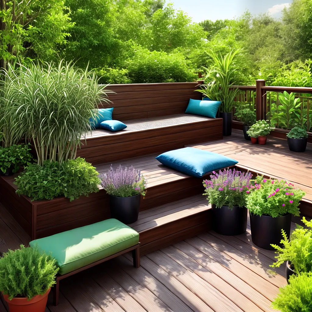 deck madeira plantas aromaticas sol