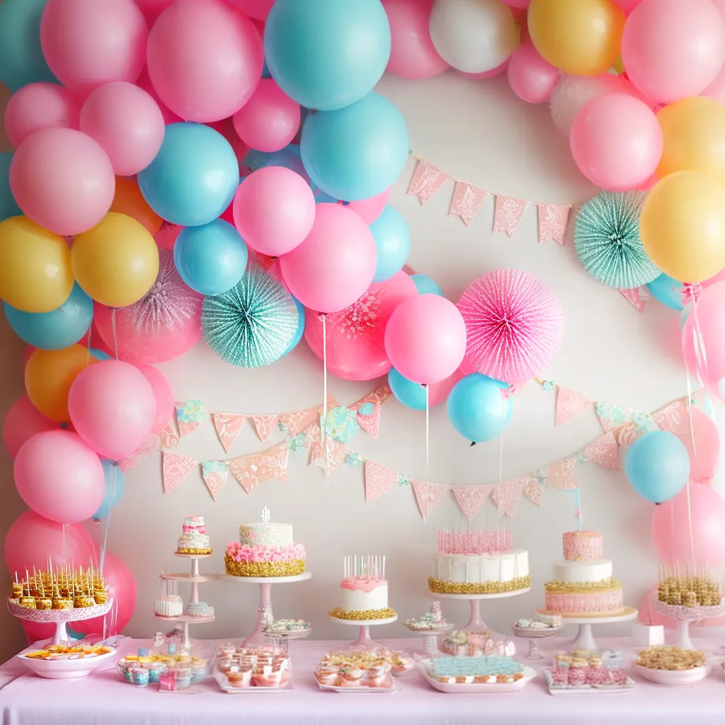 mesa decorada papel kraft baloes pastel