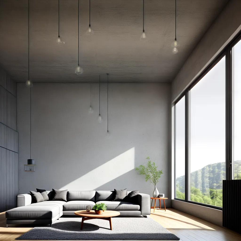 sala minimalista cimento queimado 1