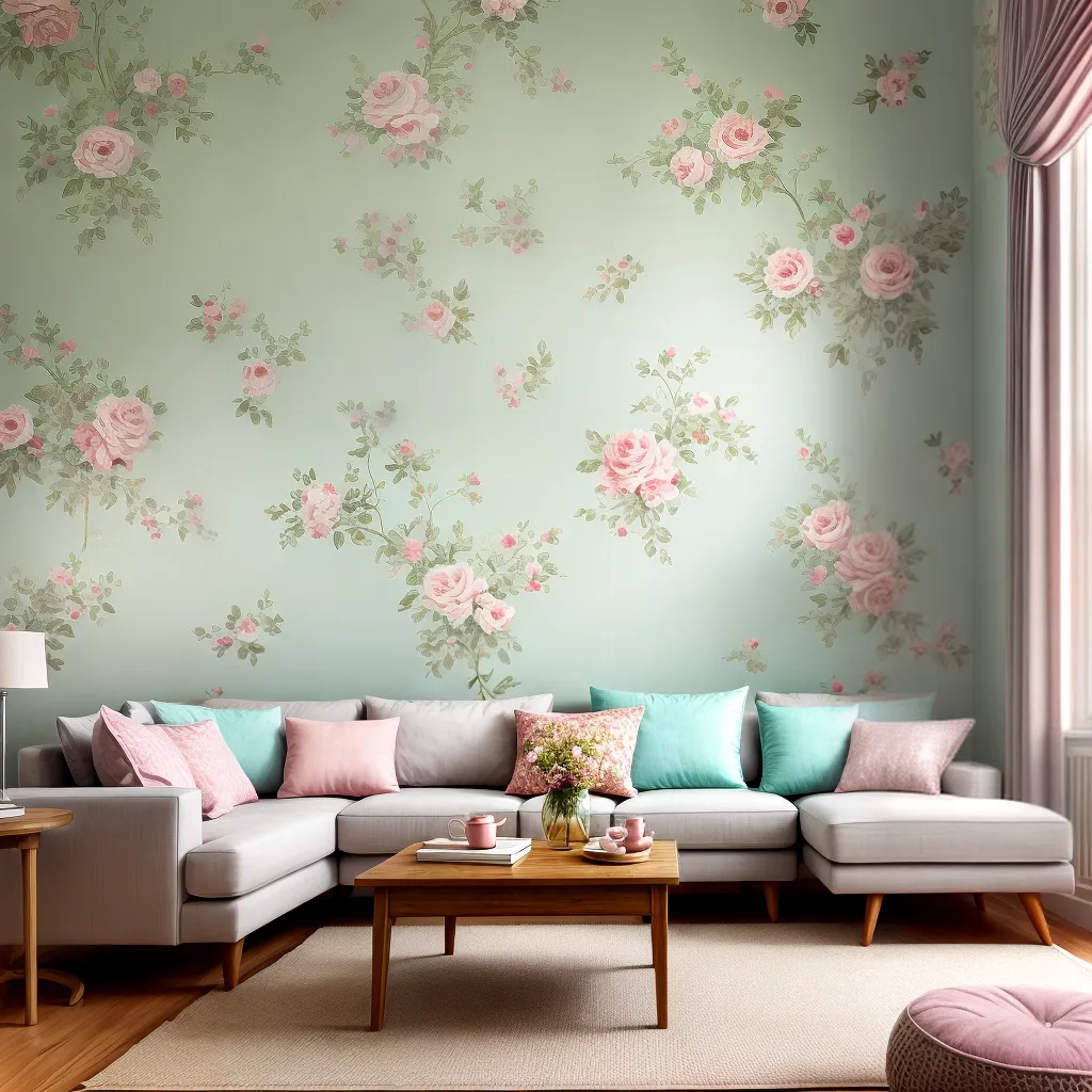 sala encanto vintage papel parede