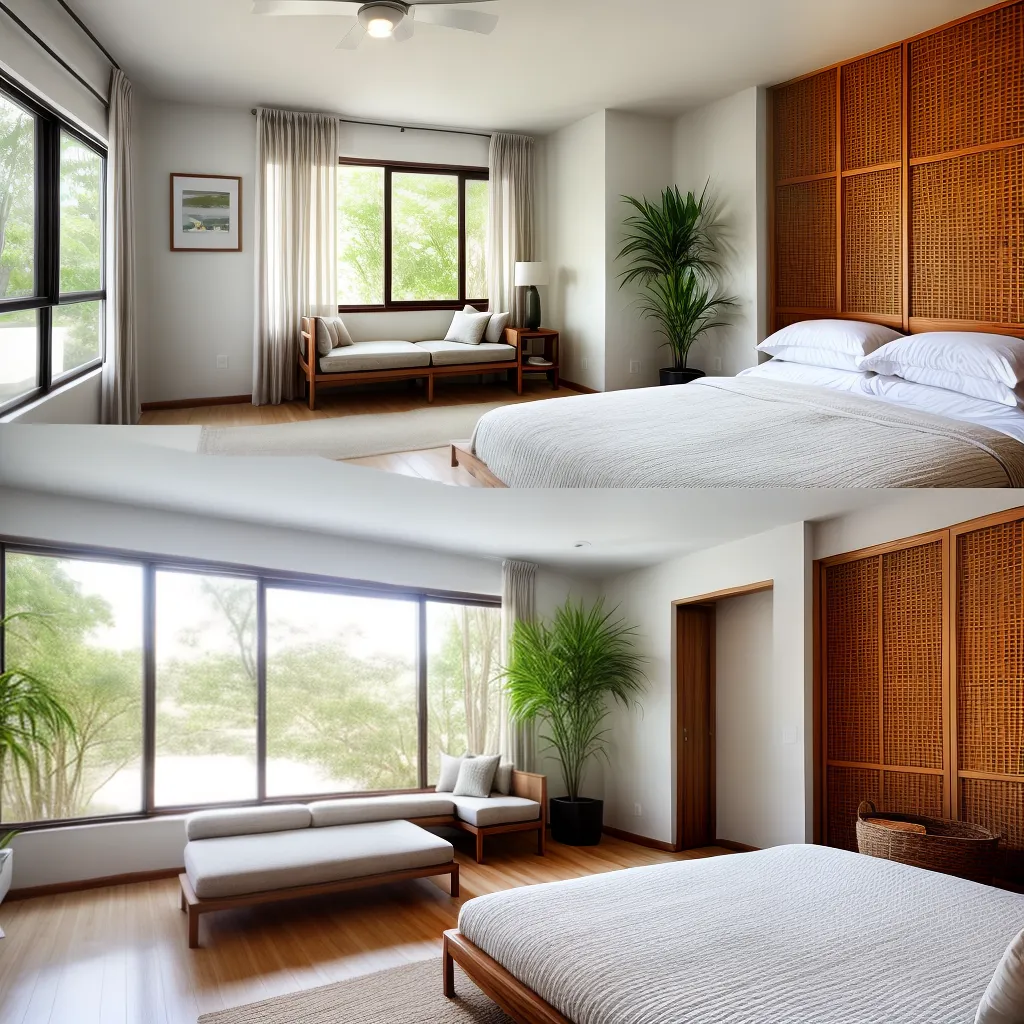 quarto sereno parede bambu meditacao
