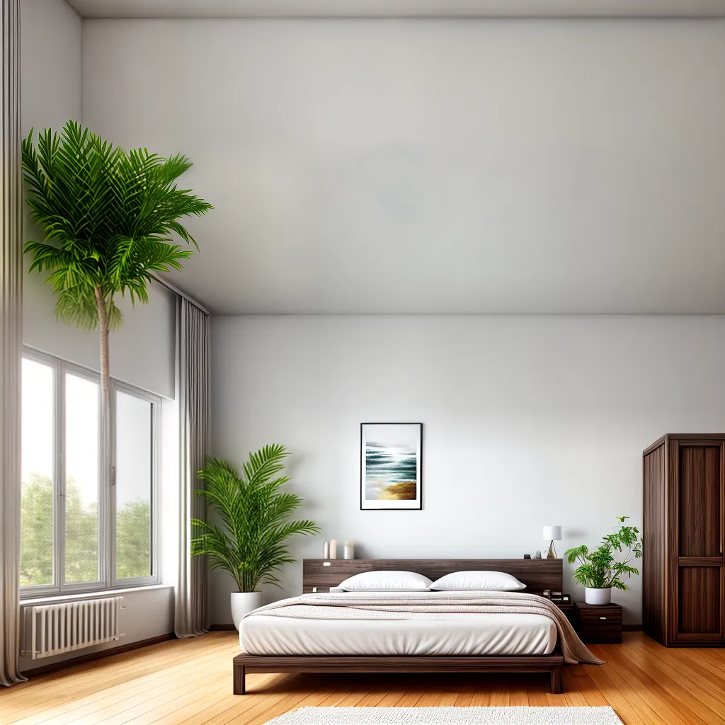 quarto minimalista painel madeira sereno