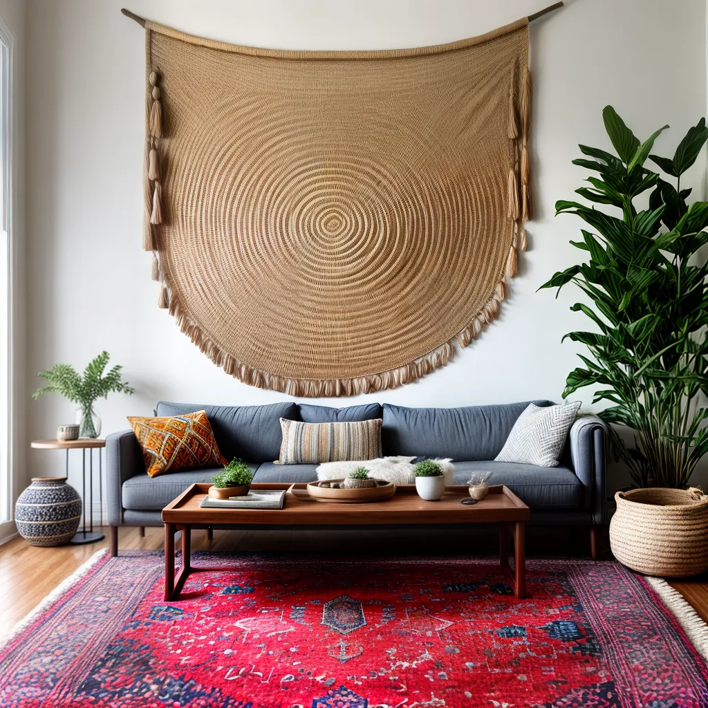 sala acochoada parede boho