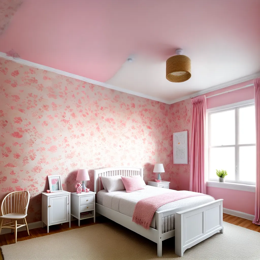 papel de parede rosa floral bebe