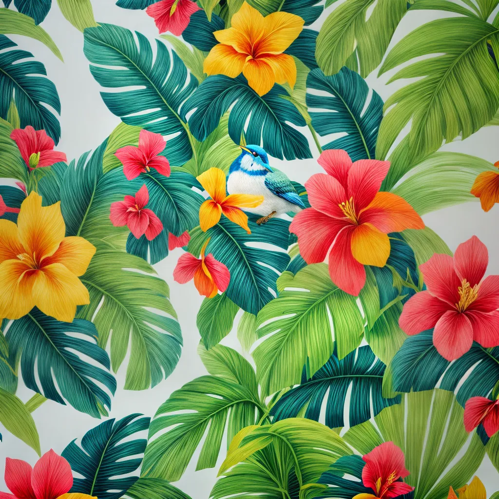 papel de parede tropical vibrante
