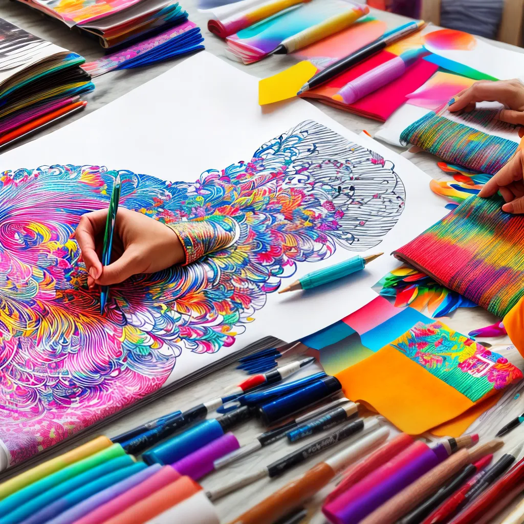 sketch moda designer criativo tecido