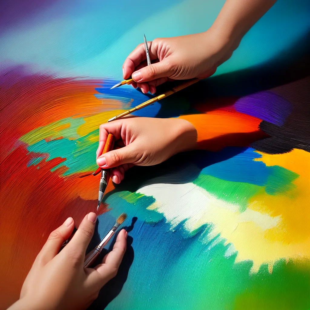 mao artista pincel oleo tela