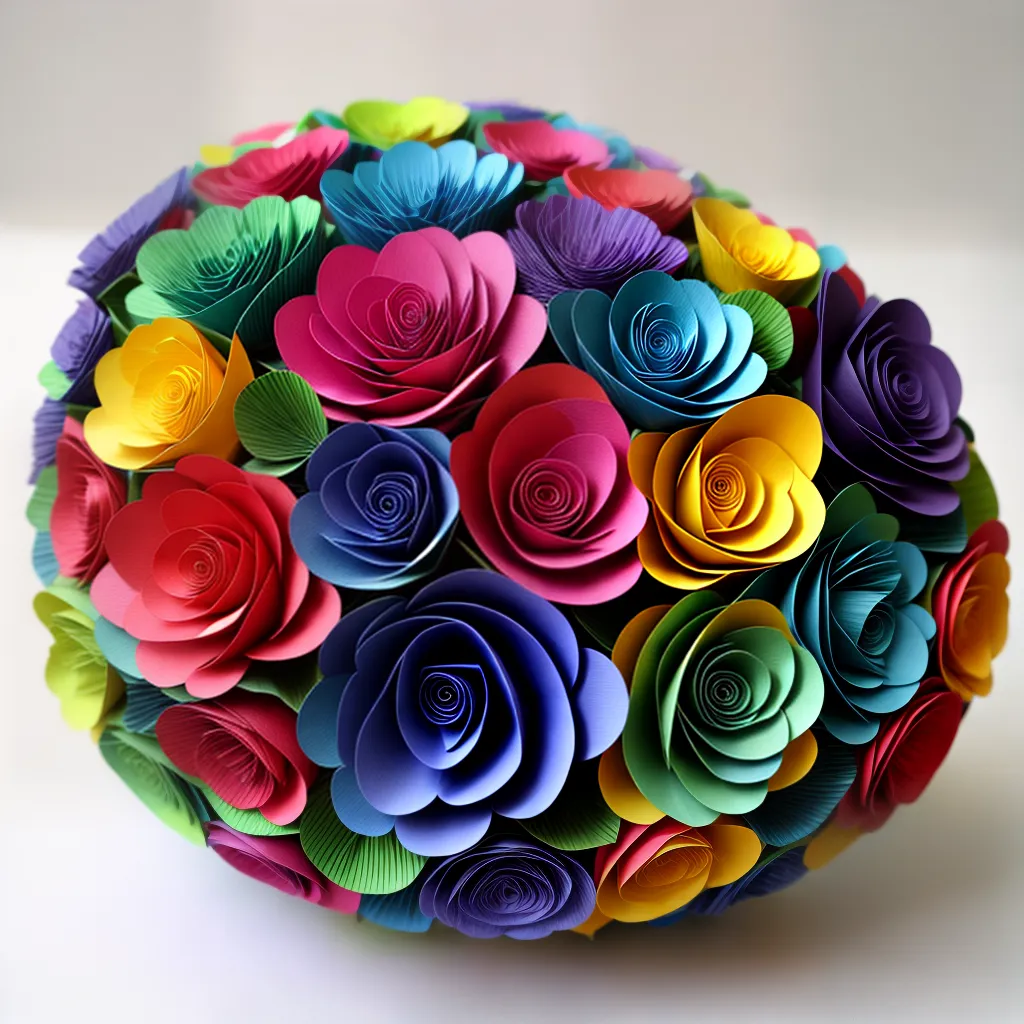 escultura papel flor colorida detalhes