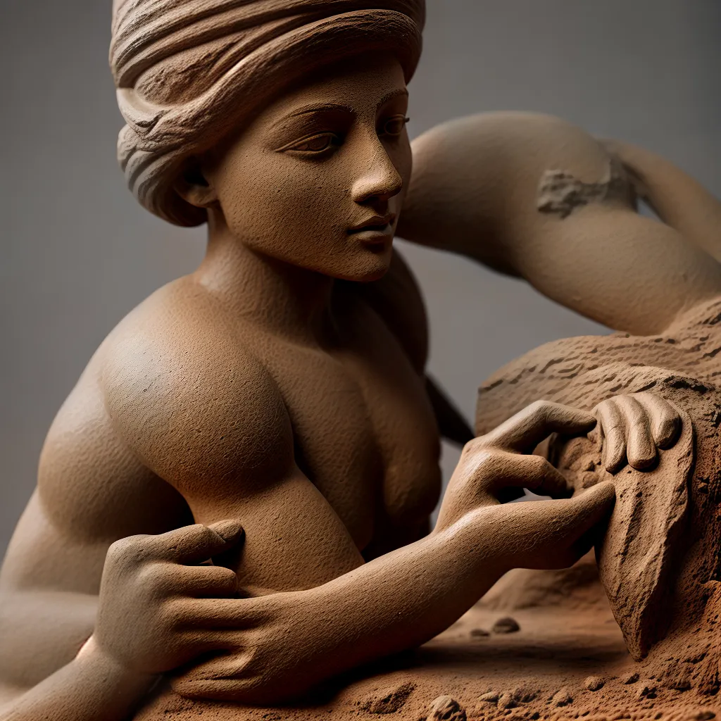 escultura argila artista maos