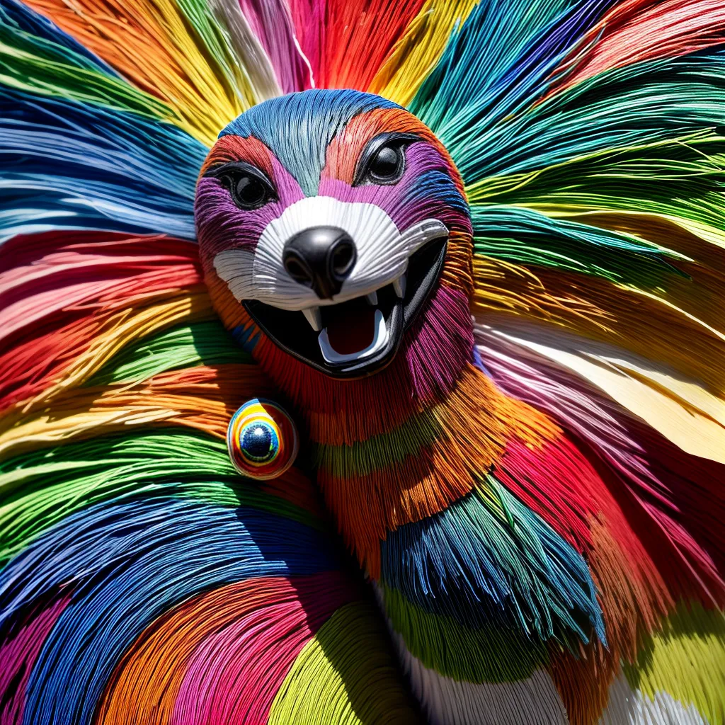 escultura papel mache colorida