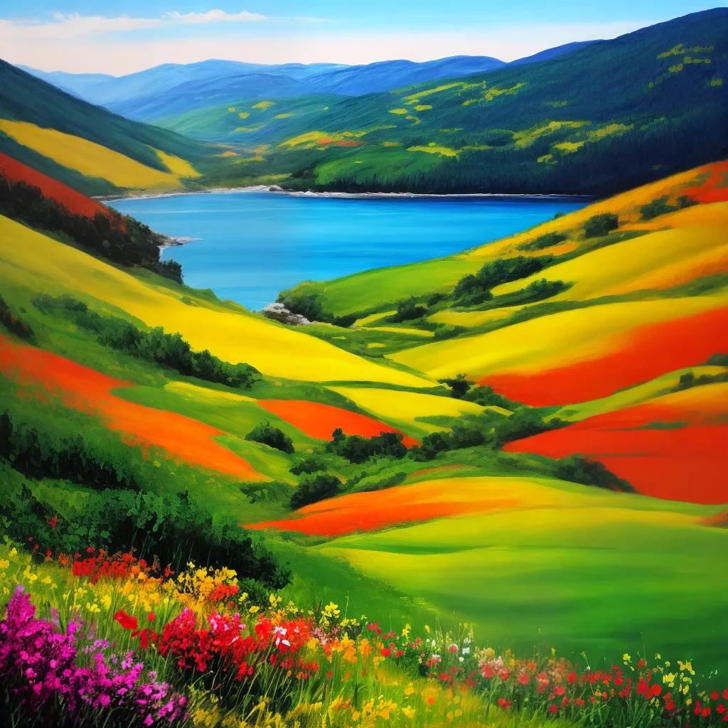 pintura guache paisagem vibrante