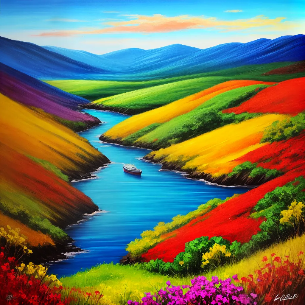 pintura guache paisagem vibrante 1