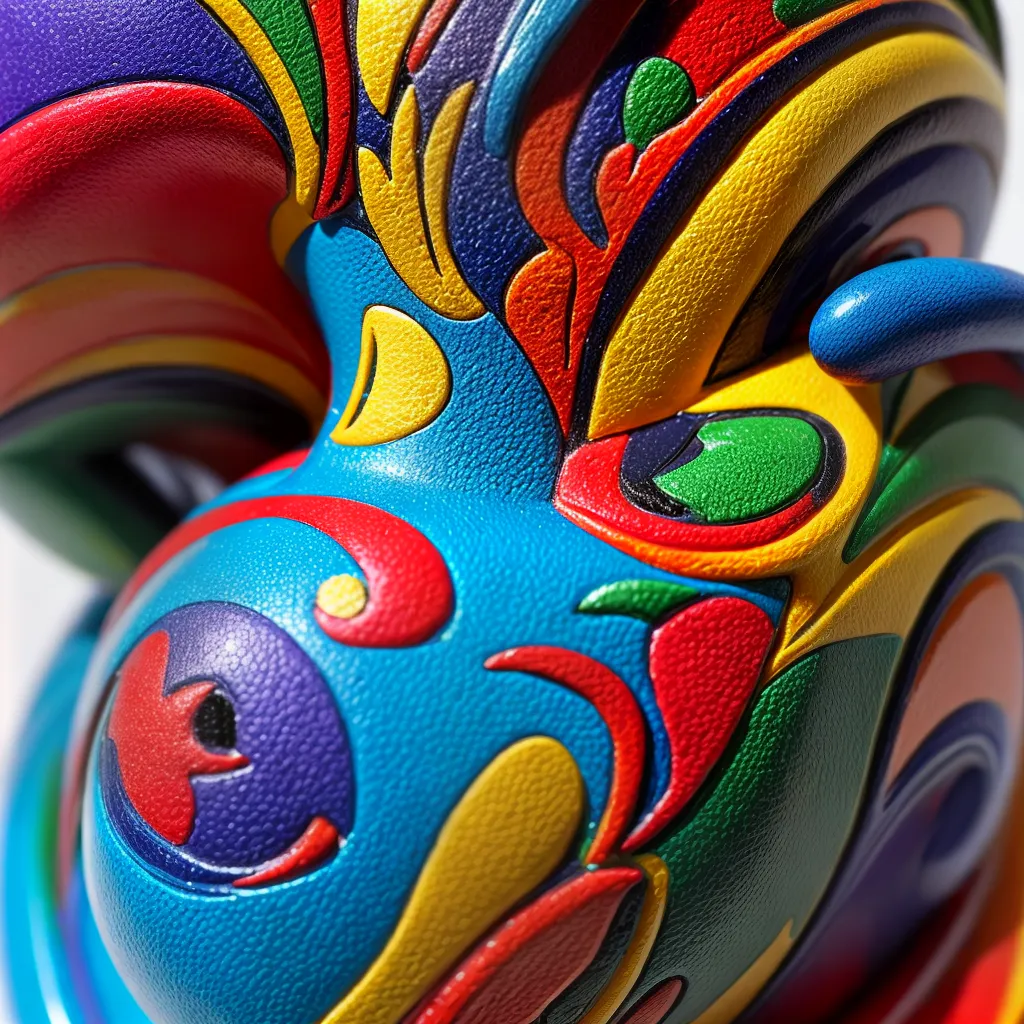 escultura plastica colorida detalhes