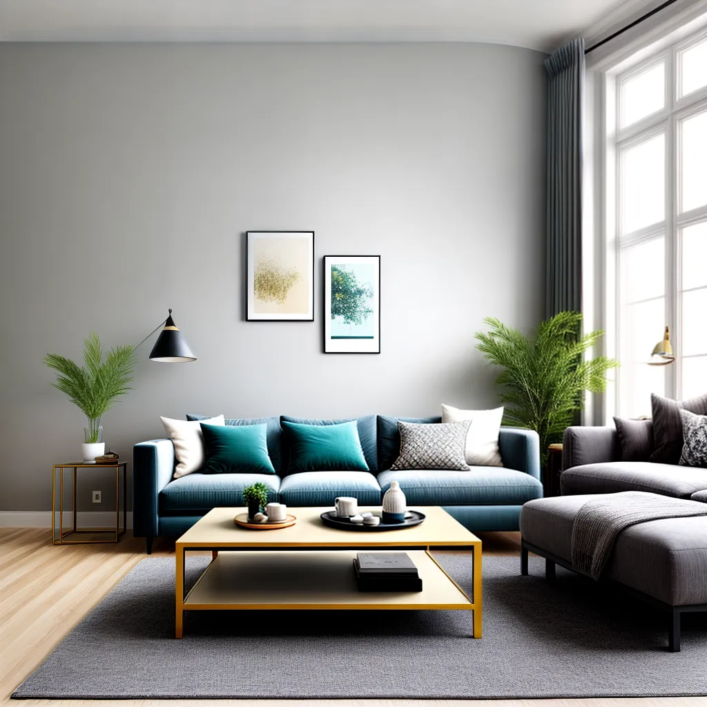 sala decorada neutra sofa cinza